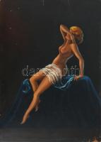 Olvashatatlan jelzéssel: Női akt. Olaj, karton, sérült, 34×25 cm