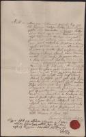 1797 Hévíz, Tasnádi Székely András által kiállított irat Pállya Jánostól vásárolt lévai házának eladásával kapcsolatosan, egy beírt oldal, viaszpecséttel