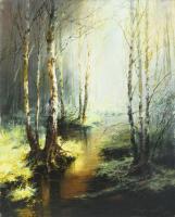 Olvashatatlan jelzéssel, feltehetően orosz festő:, XX. sz. vége. Erdőbelső, 1994. Olaj, vászon, 46×36 cm