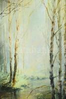 Olvashatatlan jelzéssel, feltehetően orosz festő:, XX. sz. vége. Erdőbelső, 1994. Olaj, vászon, 46×3...
