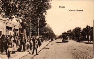 1917 Braila, Calarasi-Strasse / street view, tram, shops (EK)