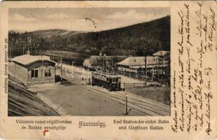 1902 Budapest II. Hűvösvölgy, villamos vasút végállomás, Balázs vendéglője, étterem. Divald Károly 3...