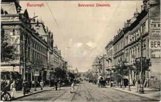 Bucharest, Bukarest, Bucuresti, Bucuresci; Bulevardul Elisabeta / street view, shops, pharmacy, tram