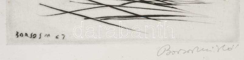 Borsos Miklós (1906-1990): Lány. Hidegtű, papír, jelzett, paszpartuban, 29x19,5 cm