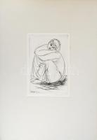 Borsos Miklós (1906-1990): Lány. Hidegtű, papír, jelzett, paszpartuban, 29x19,5 cm