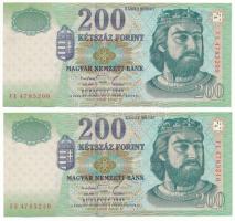 1998. 200Ft (2x) sorszámkövetők "FE 4785210 - FE 4785211" T:XF Adamo F53