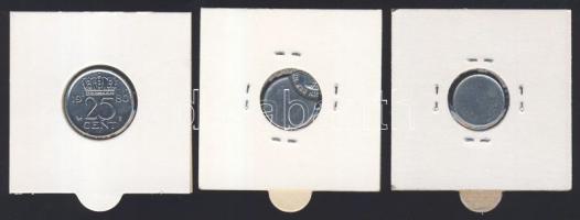 Hollandia 10c verési hibás + 10c veretlen érem + 1980. 25c T:1