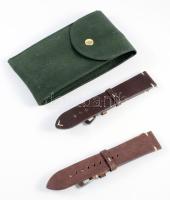 2 db igényes marhabőr óraszíj, nem használt, óratartóban 22 mm