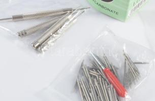 Órás szerszámok, tipek, stb + nagyító 15x-ös