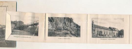 Felsőgalla (Tatabánya), Mészégető Művek, iparvasút. Leporellolap 10 kis képpel, belül Edison mozi, M...