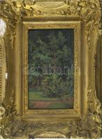 Basch Árpád (1873-1944): A fenyvesben, 1924. Olaj, fatábla. Jelezve balra lent, hátoldalán autográf ...