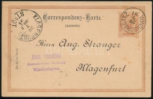 1891 2kr díjjegyes levelezőlap / 2kr PS-card "WINDISCHGRATZ" - "KLAGENFURT / STADT&qu...