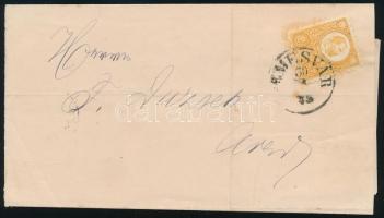 1873 Réznyomat 2kr narancssárga színben távolsági nyomtatványon / on printed matter "(T)EMESVÁR...