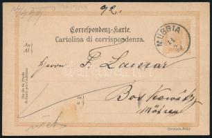 1899 Német-olasz kétnyelvű díjjegyes levelezőlap / German-Italian bilingual PS-card "MUGGIA&quo...