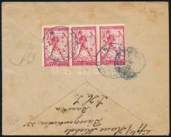 1920 Ajánlott levél Budapestre jugoszláv hármascsíkkal / Registered cover to Budapest "BÁCSSZEN...