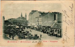 1899 Szombathely, Fő tér, piac, Deutsch Miksa üzlete. Knebel cs. és kir. udvari fényképész (fl)