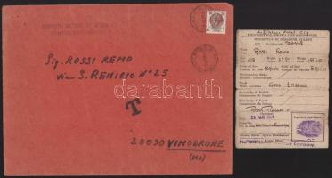 1946 Olasz katonai elbocsájtó oklevél + katonai igazolvány