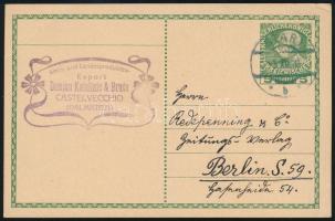 1913 5H díjjegyes levelezőlap a hátoldalon kézírással kiegészített reklámbélyegzéssel / 5H PS-card w...