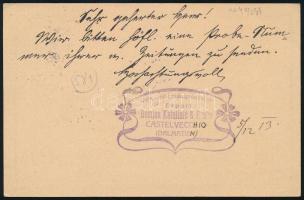 1913 5H díjjegyes levelezőlap a hátoldalon kézírással kiegészített reklámbélyegzéssel / 5H PS-card w...