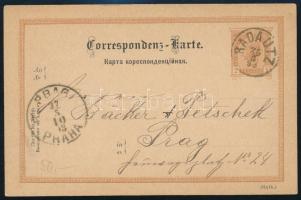 1893 2kr díjjegyes levelezőlap / 2kr PS-card "RADAUTZ" - PRAG / PRAHA"