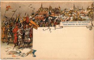 Mátyás királlyá való kikiáltása. Ezredéves Országos Kiállítás / Proclamation du roi Mathias I / coro...