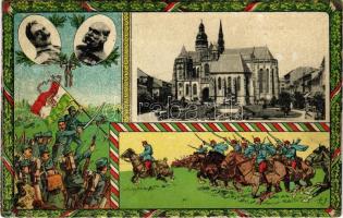 1917 Kassa, Kosice; Erzsébet székesegyház. Szecessziós keret I. Ferenc József és II. Vilmos arcképév...