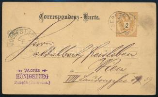 1882 2kr díjjegyes levelezőlap / 2kr PS-card "SERETH" (Bukowina) - "JOSEFSTADT / WIEN...