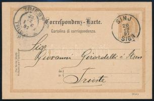 1897 2kr díjjegyes levelezőlap / 2kr PS-card "SINJ / SIGN" - "TRIEST / TRIESTE"