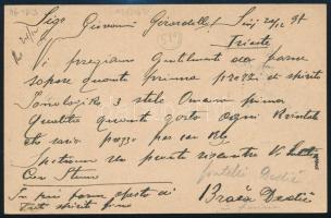 1897 2kr díjjegyes levelezőlap / 2kr PS-card "SINJ / SIGN" - "TRIEST / TRIESTE"