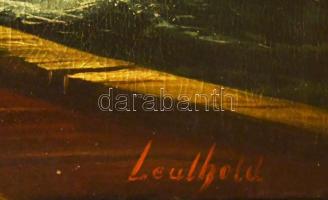Leuthold jelzéssel, XIX. sz.: Vitorlások. Olaj, vászon. Javított. Apró sérülésekkel. Fakeretben. 49×...