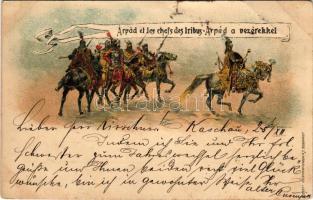 1896 Árpád et les chefs des tribus / Árpád a vezérekkel; Ezredéves Országos Kiállítás. litho + barna...