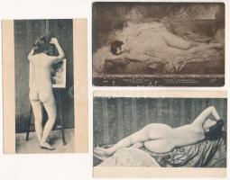 21 db régi erotikus képeslap + 4 db modern nyomtatvány / 21 pre-1945 erotic postcards + 4 modern