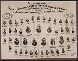 1928 "Magyarországi Vas és Fémmunkások Központi Szövetségének vezetősége és tisztikara a szövet...