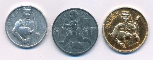 Ausztria(?) 1947. "PROSIT / ICH BRING DIR GLÜCK IM NEUEN JAHR" Zn újévi szerencse zseton (23mm) + 2db magyar újévi BÚÉK zseton, szerencsepénz T:AU patina Austria(?) 1947. "PROSIT / ICH BRING DIR GLÜCK IM NEUEN JAHR" Zn New Year's lucky token (23mm) + 2 Hungarian HNY New Year's tokens, lucky coin T:AU patina