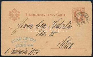 1877 2kr díjjegyes levelezőlap / 2kr PS-card "WINDISCHGRATZ" - "WIEN"