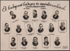 1928 "A Budapesti Bádogos és Szerelőmunkások Szervezőbizottsága az 1928. évben", fotó karton (kartonmappa), Vajda M. Pál fényképészeti műterméből, 21x29 cm, 22x30 cm