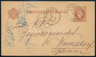 1883 2kr díjjegyes levelezőlap / 2kr PS-card "SMARJE" - "WARNDORF"