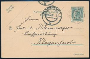 1906 5H díjjegyes levelezőlap / 5H PS-card "GORNJI GRAD" - "KLAGENFURT"