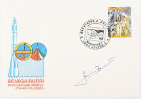 1981 Farkas Bertalan (1949-) űrhajós aláírása bélyegkiállítási borítékon