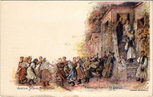 Aratási jelenet Nógrádban. Ezredéves Országos Kiállítás / Harvest in Nógrád County. Hungarian Millen...