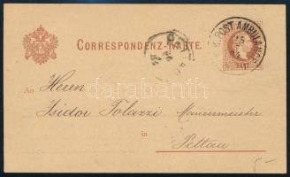 1884 2kr díjjegyes levelezőlap / 2kr PS-card "K. K. POST AMBULANCE" - "PETTAU"