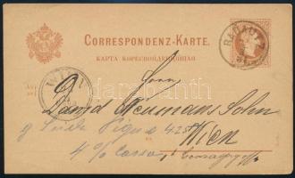 1881 2kr díjjegyes levelezőlap / 2kr PS-card "RADAUTZ" - "WIEN"
