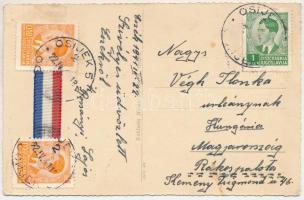 1941 Eszék, Essegg, Osijek; Kapucinska ulica / Kapucinus utca, templom, üzletek. Hátoldalon horvát n...