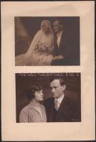 cca 1920 Lukcsics Pál (1892-1936) történetíró, tanár és felesége, 2 db fotó kartonon, egyenként: 11x14 cm, teljes méret: 30,5x20,5 cm