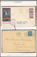 1932 2 db küldemény, az egyik az olimpiai faluból