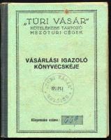 1934 "Túri vásár" kötelékébe tartozó mezőtúri cégek vásárlási igazoló könyvecskéje