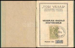 1934 "Túri vásár" kötelékébe tartozó mezőtúri cégek vásárlási igazoló könyvecskéje