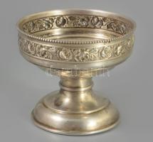 Ezüst (ag) talpas kínáló, üvegbetét nélkül, jelzett, Pest, 1872-1937 közötti fémjel, 800 ezrelékes ezüst, m: 8,5 cm, 93g