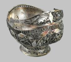 Antik ezüst (Ag) filigrán kosár, fém betéttel, jelzett, 8,5x8,5 cm, nettó 56g /// Antique silver (Ag...