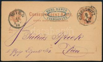 1880 2kr díjjegyes levelezőlap / 2kr PS-card "CZERNOWITZ" - "WIEN"